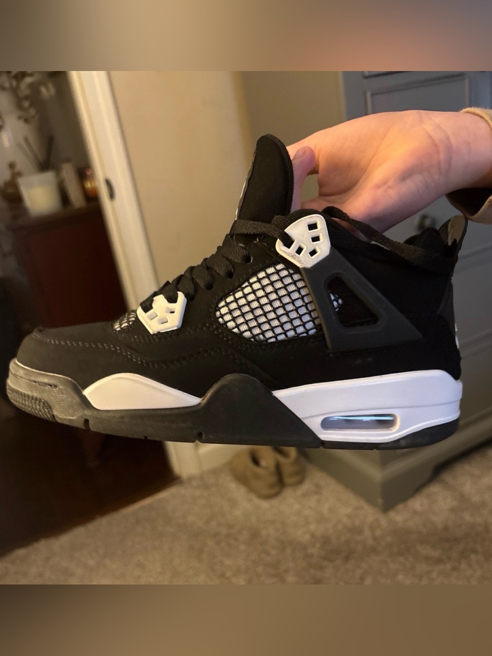 Nike Air Jordan 4 Retro White Thunder GS
Size 7Y (Youth) / Fits Women’s 8.5